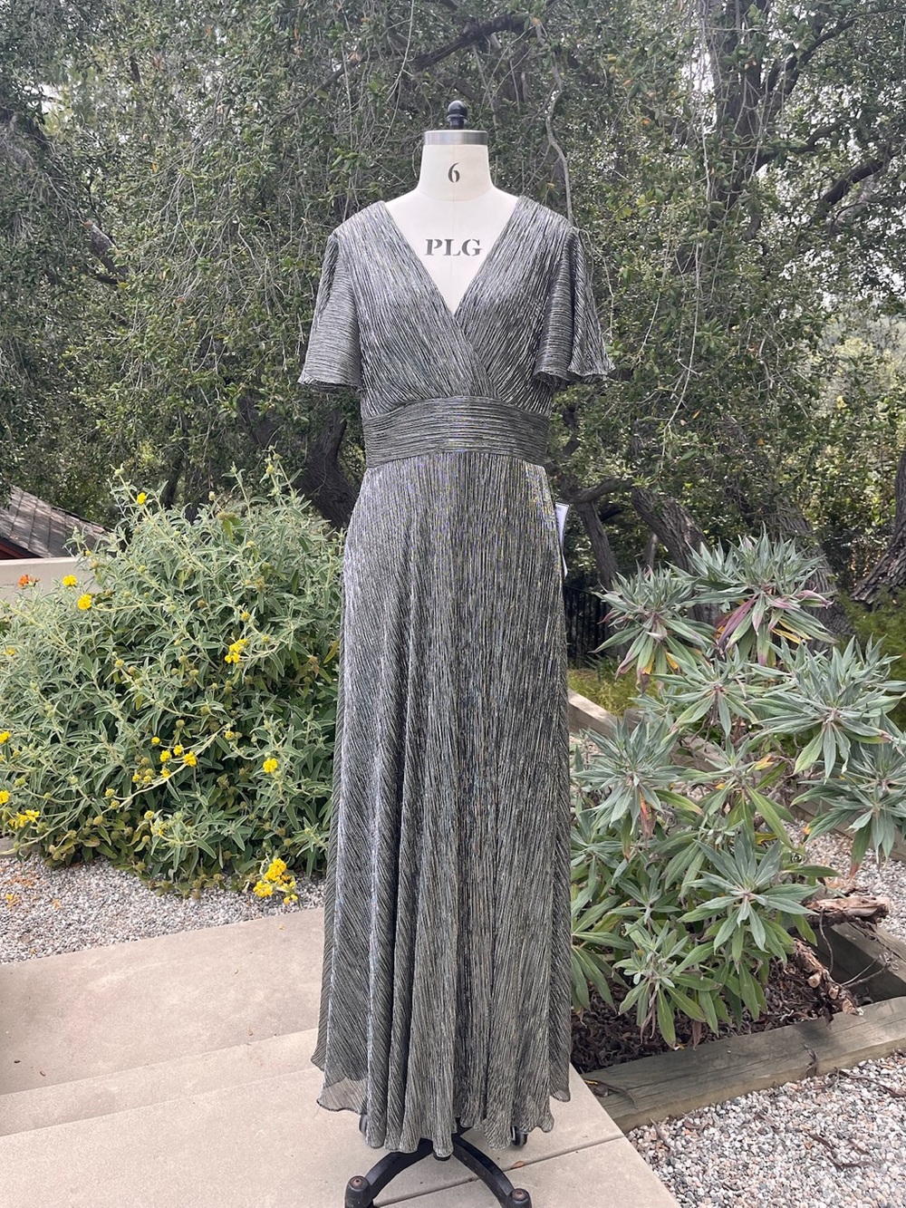 NWT Betsy & Adam metallic faux wrap maxi gown - Size 14